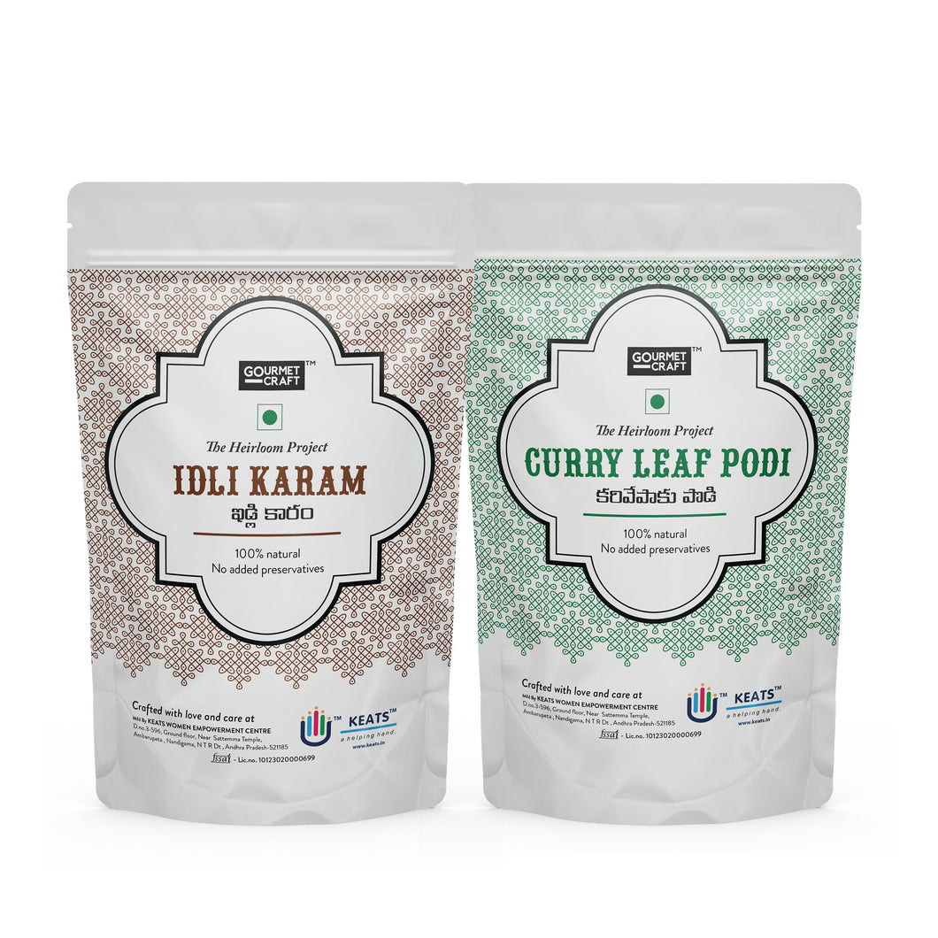 Idli Karam & Curry Leaf Chutney Podi Combo (150 g each)
